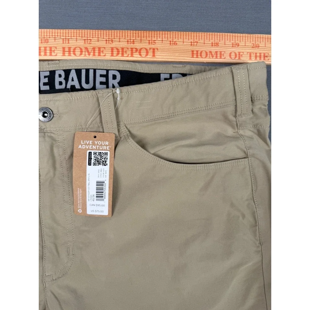 Eddie Bauer Voyager Flex  Slim Fit Slim Leg 40x36 Khaki Tan Twill Pant 5 Pkt NWT